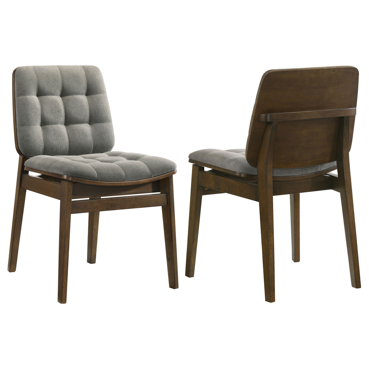 Redbridge Channel-Tufted Grey Velvet Dining Side Chairs (Set of 2) - Set of 2 - Walnut