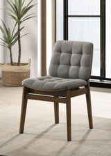 Redbridge Channel-Tufted Grey Velvet Dining Side Chairs (Set of 2) - Natural Oak or Walnut Wood Frame – view 14