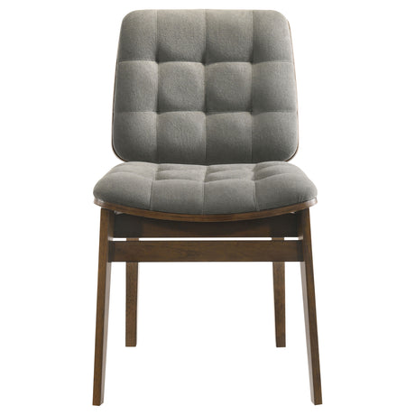 Redbridge Channel-Tufted Grey Velvet Dining Side Chairs (Set of 2) - Natural Oak or Walnut Wood Frame – view 16