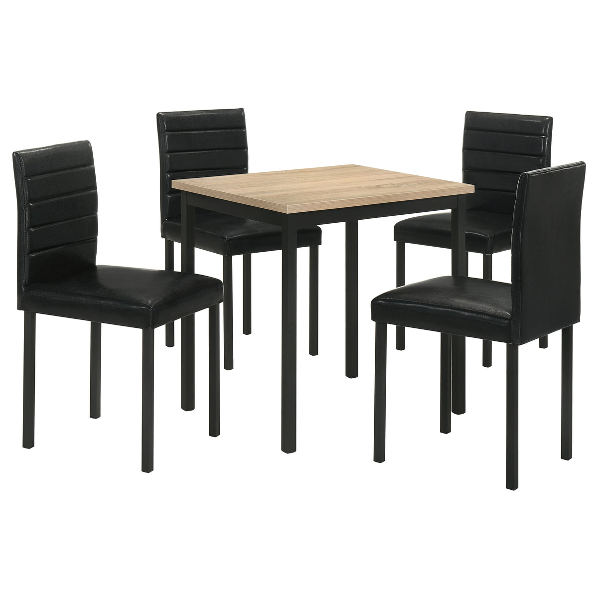 Garza Space-Saving Dining Table & 5-Piece Sets - Greige Oak Top, Black Metal Frame & Leatherette Chairs – view 14