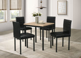 Garza Space-Saving Dining Table & 5-Piece Sets - Greige Oak Top, Black Metal Frame & Leatherette Chairs – view 13