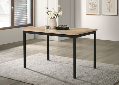 Garza Space-Saving Dining Table & 5-Piece Sets - Greige Oak Top, Black Metal Frame & Leatherette Chairs - lifestyle