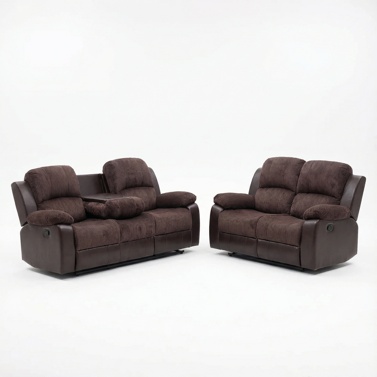 Bloom Love Seat & Sofa Set Recliner with Console Cup Holders