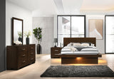 Jessica LED Platform Bed & Bedroom Sets - 4pcs- Queen LED Panel Bed + Nightstand + Dresser + Mirror