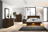 Jessica LED Platform Bed & Bedroom Sets - 5pcs- Queen LED Panel Bed + Nightstand + Dresser + Mirror + Chest