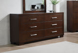 Jessica LED Platform Bed & Bedroom Sets - Panel or Bookcase Headboard in Cappuccino with Silver-Tone Pulls - lifestyle