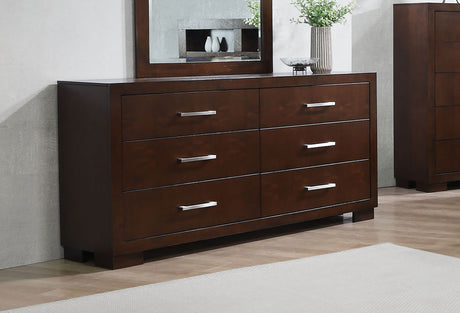 Jessica LED Platform Bed & Bedroom Sets - Panel or Bookcase Headboard in Cappuccino with Silver-Tone Pulls - lifestyle