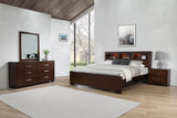 Jessica LED Platform Bed & Bedroom Sets - 4pcs- Eastern King LED Bookcase Bed + Nightstand + Dresser + Mirror