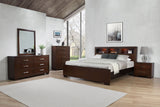 Jessica LED Platform Bed & Bedroom Sets - 5pcs- Queen LED Bookcase Bed + Nightstand + Dresser + Mirror + Chest