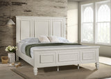 Sandy Beach Carved Panel or Storage Bed & Bedroom Sets - Coastal Cream White with Brushed Nickel Hardware - lifestyle