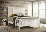 Sandy Beach Carved Panel or Storage Bed & Bedroom Sets - Coastal Cream White with Brushed Nickel Hardware - lifestyle