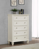 Sandy Beach Carved Panel or Storage Bed & Bedroom Sets - Coastal Cream White with Brushed Nickel Hardware - lifestyle