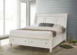 Sandy Beach Carved Panel or Storage Bed & Bedroom Sets - Coastal Cream White with Brushed Nickel Hardware - lifestyle