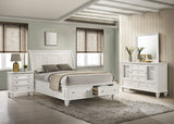 Sandy Beach Carved Panel or Storage Bed & Bedroom Sets - 4pcs- Queen Storage Bed + Nightstand + Dresser + Mirror