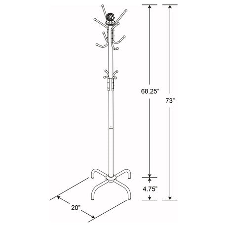 Collier 12-Hook Freestanding Metal Coat Rack - Classic Black with Decorative Finial – view 3