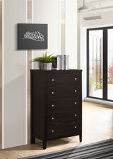 Carlton Panel Bed & Bedroom Sets - Channel-Stitched Black Leatherette with Cappuccino Wood, Twin to California King - lifestyle