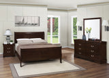 Louis Philippe Sleigh Bed & Bedroom Sets - 4pcs- Full Bed + Nightstand + Dresser + Mirror
