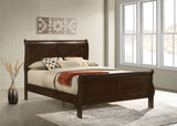 Louis Philippe Sleigh Bed & Bedroom Sets - Traditional Cappuccino with Nickel Bail Handles, Twin to Eastern King - lifestyle
