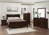 Louis Philippe Sleigh Bed & Bedroom Sets - 5pcs- Queen Bed + Nightstand + Dresser + Mirror + Chest