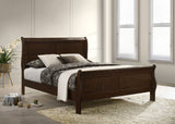 Louis Philippe Sleigh Bed & Bedroom Sets - Traditional Cappuccino with Nickel Bail Handles, Twin to Eastern King - lifestyle