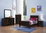 Louis Philippe Sleigh Bed & Bedroom Sets - 5pcs- Twin Bed + Nightstand + Dresser + Mirror + Chest