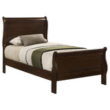 Louis Philippe Sleigh Bed & Bedroom Sets - Traditional Cappuccino with Nickel Bail Handles, Twin to Eastern King – view 18
