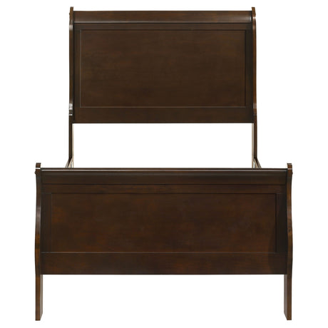 Louis Philippe Sleigh Bed & Bedroom Sets - Traditional Cappuccino with Nickel Bail Handles, Twin to Eastern King – view 19