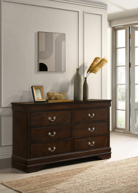 Louis Philippe Sleigh Bed & Bedroom Sets - Traditional Cappuccino with Nickel Bail Handles, Twin to Eastern King - lifestyle