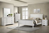 Louis Philippe Sleigh Panel Bed & Bedroom Sets - 5pcs- Eastern King Bed + Nightstand + Dresser + Mirror + Chest