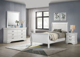 Louis Philippe Sleigh Panel Bed & Bedroom Sets - 4pcs- Twin Bed + Nightstand + Dresser + Mirror