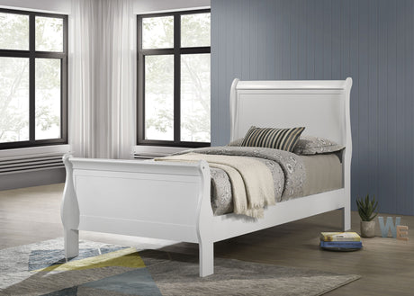 Louis Philippe Sleigh Panel Bed & Bedroom Sets - Classic Curved Design in White, Twin to Eastern King – view 1
