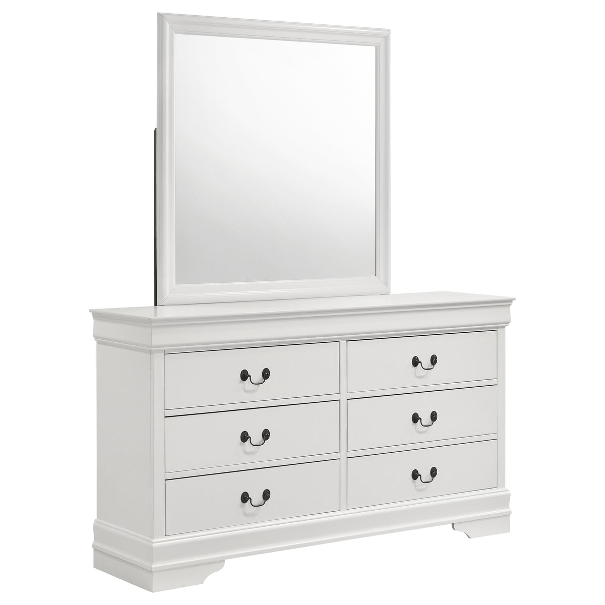 Louis Philippe Sleigh Panel Bed & Bedroom Sets - 6-Drawer Dresser + Mirror