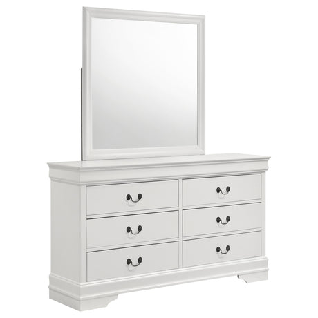 Louis Philippe Sleigh Panel Bed & Bedroom Sets - 6-Drawer Dresser + Mirror
