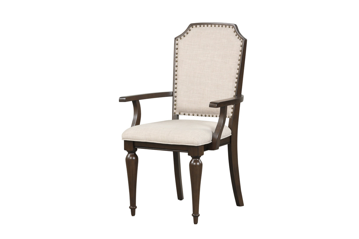 Ginger 7 Piece Traditional Cherry Dining Room Set with Pedestal Table and Padded Chairs