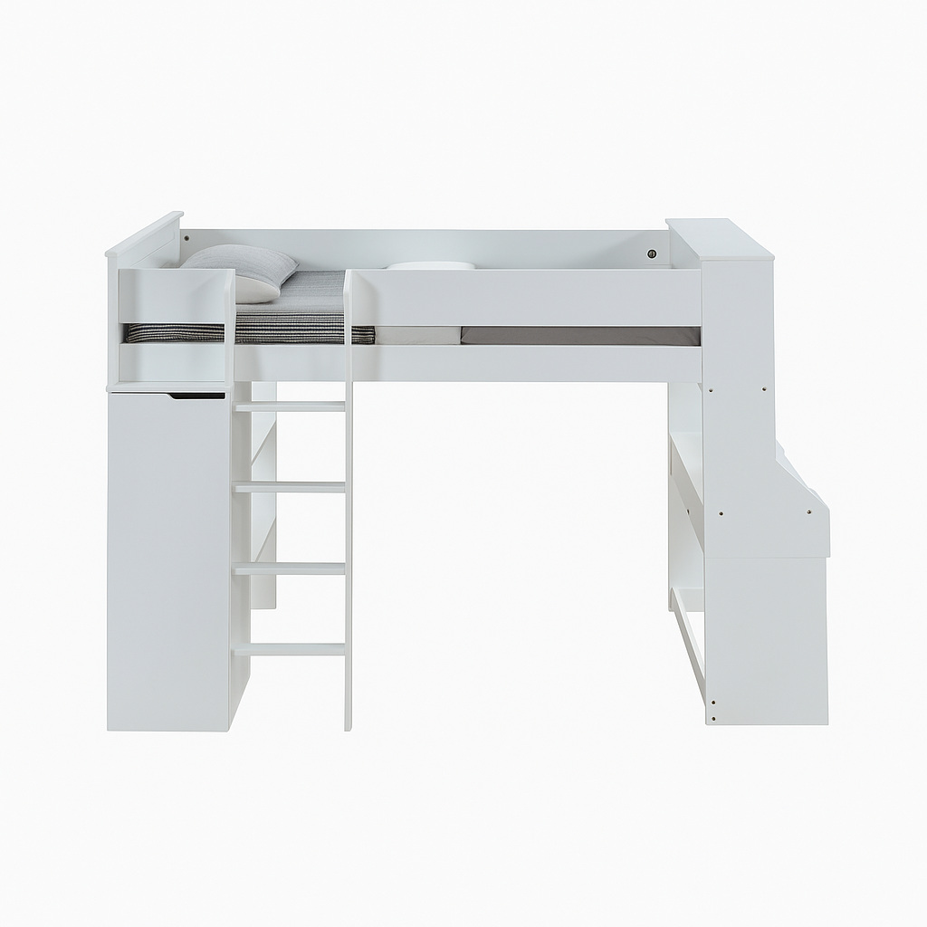 Ragna Twin Loft Bed with Desk & Wardrobe