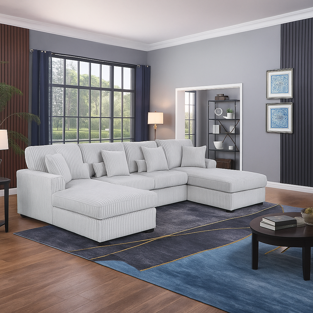 Fancy Sectional in Corduroy Fabric