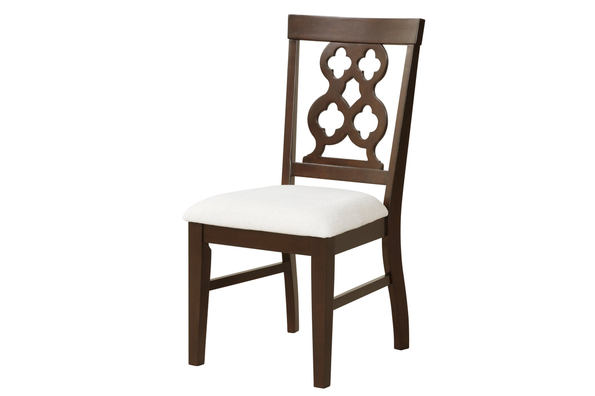 Ginger 7 Piece Traditional Cherry Dining Room Set with Pedestal Table and Padded Chairs
