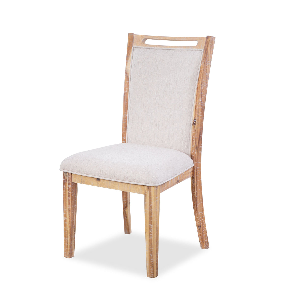 Harper 7 Piece Dining Room Set - Contemporary Wood Table and 6 Beige Upholstered Chairs