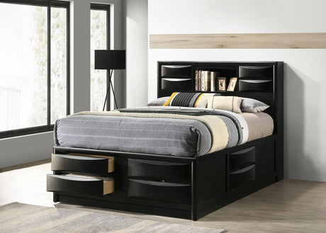 Briana Bookcase Storage Bed & Bedroom Sets - 8 Drawers & Drop-Down Rail Storage in Black, Queen to California King – view 1