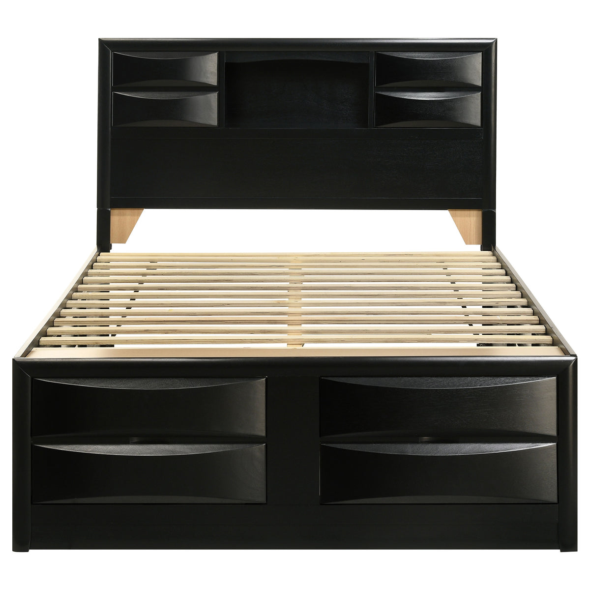 Briana Bookcase Storage Bed & Bedroom Sets - 8 Drawers & Drop-Down Rail Storage in Black, Queen to California King – view 16