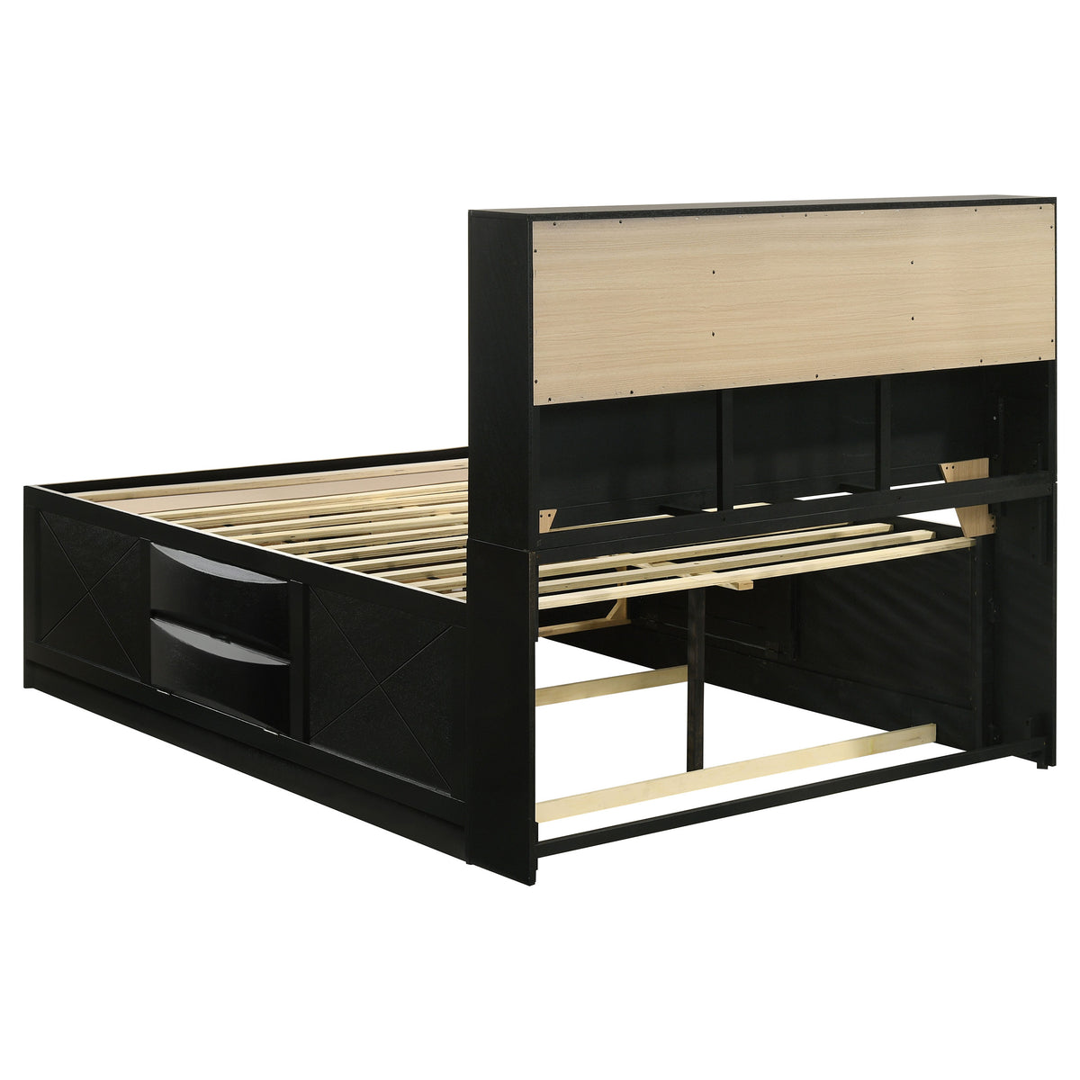 Briana Bookcase Storage Bed & Bedroom Sets - 8 Drawers & Drop-Down Rail Storage in Black, Queen to California King – view 17