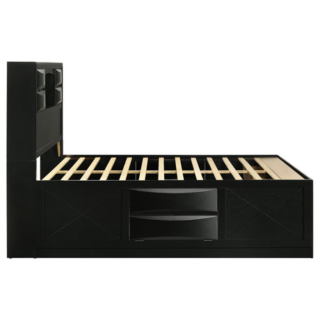 Briana Bookcase Storage Bed & Bedroom Sets - 8 Drawers & Drop-Down Rail Storage in Black, Queen to California King – view 18