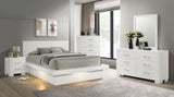 Jessica LED Platform Bed & Bedroom Sets - 5pcs- Eastern King LED Platform Bed + Nightstand + Dresser + Mirror + Chest