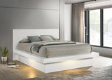 Jessica LED Platform Bed & Bedroom Sets - Contemporary Snow White with Silver-Tone Bar Pulls – view 1