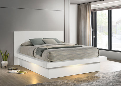 Jessica LED Platform Bed & Bedroom Sets - Contemporary Snow White with Silver-Tone Bar Pulls – view 1