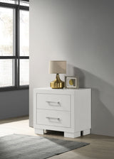 Jessica LED Platform Bed & Bedroom Sets - Contemporary Snow White with Silver-Tone Bar Pulls - lifestyle