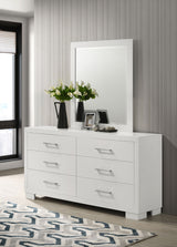 Jessica LED Platform Bed & Bedroom Sets - Contemporary Snow White with Silver-Tone Bar Pulls - lifestyle