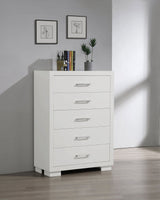 Jessica LED Platform Bed & Bedroom Sets - Contemporary Snow White with Silver-Tone Bar Pulls - lifestyle