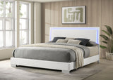 Felicity LED Panel Bed & Bedroom Sets - White High Gloss Headboard with Blue LED Lighting & Faux Leather Frame - lifestyle