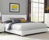 Felicity LED Panel Bed & Bedroom Sets - White High Gloss Headboard with Blue LED Lighting & Faux Leather Frame - lifestyle